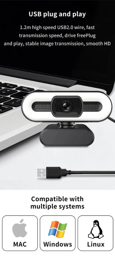 Webcam Full HD 4K Autofocus with Microphone