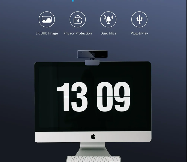Webcam USB 1080p 60fps Full HD with Microphone