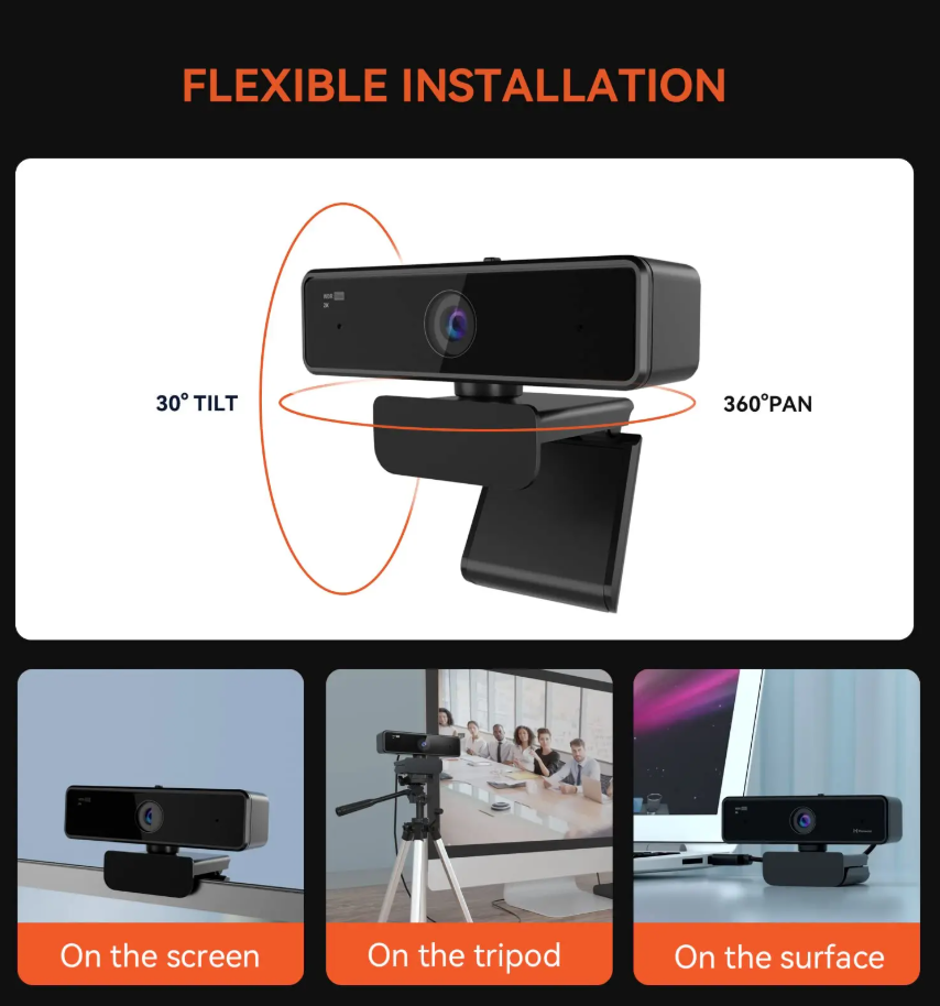 Webcam USB 1080p 60fps Full HD with Microphone