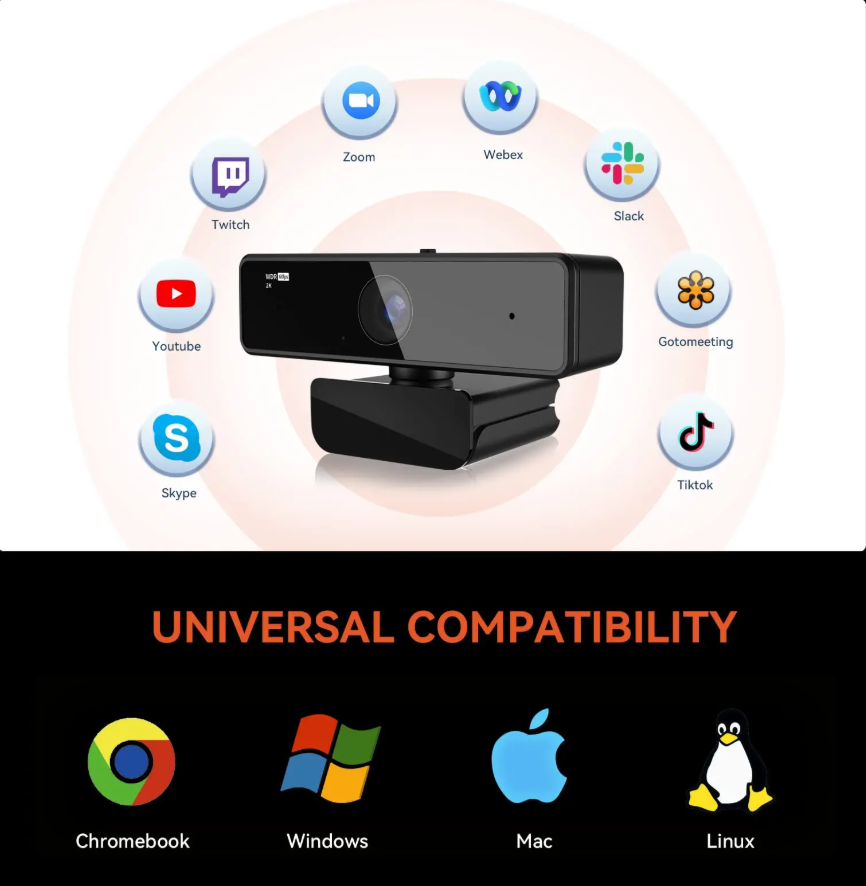 Webcam USB 1080p 60fps Full HD with Microphone