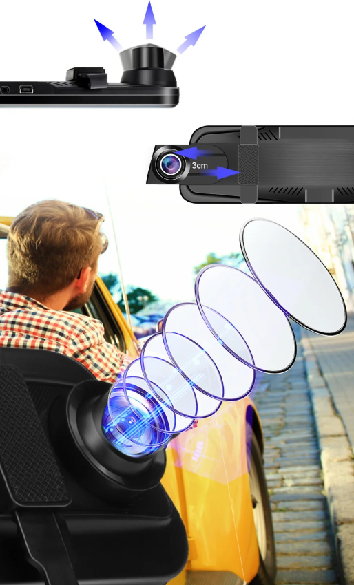 Car DVR Rearview Mirror Dual Camera Touch Screen