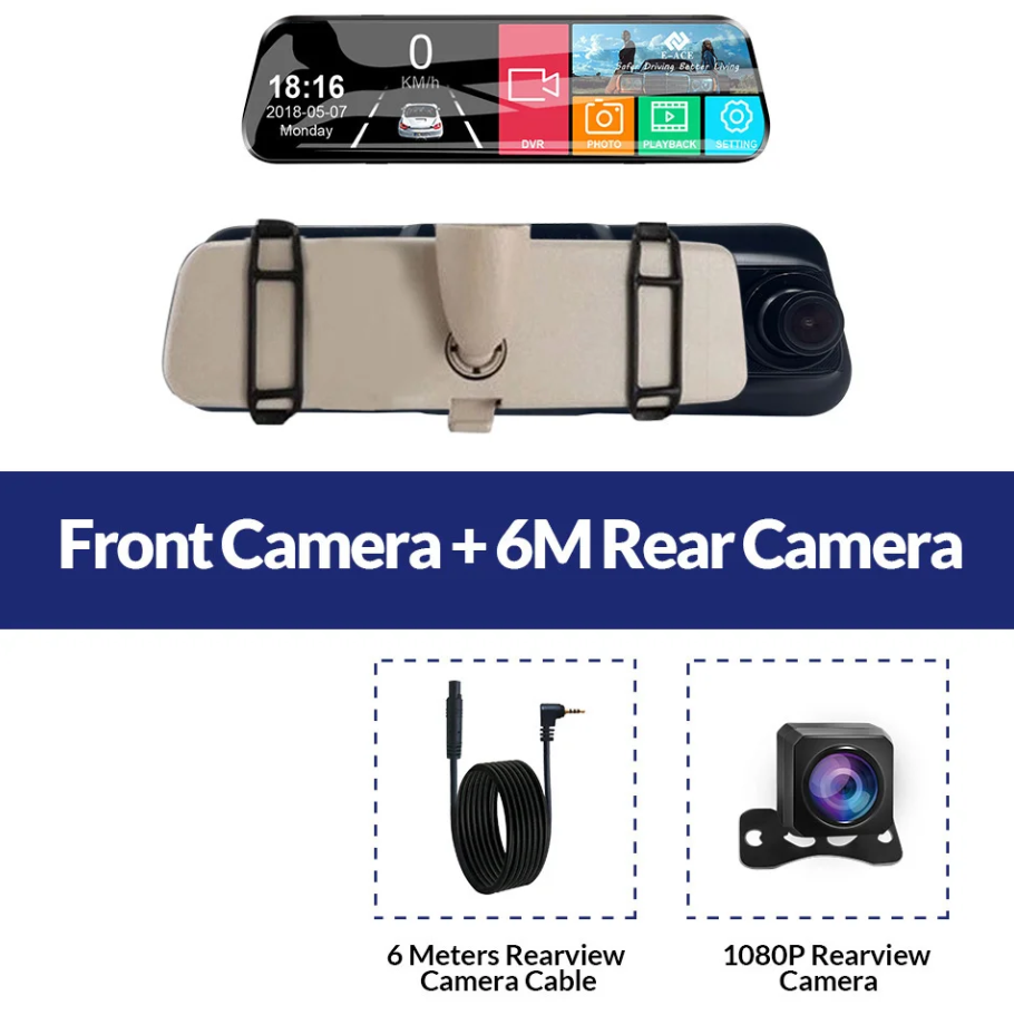 Car DVR Rearview Mirror Dual Camera Touch Screen