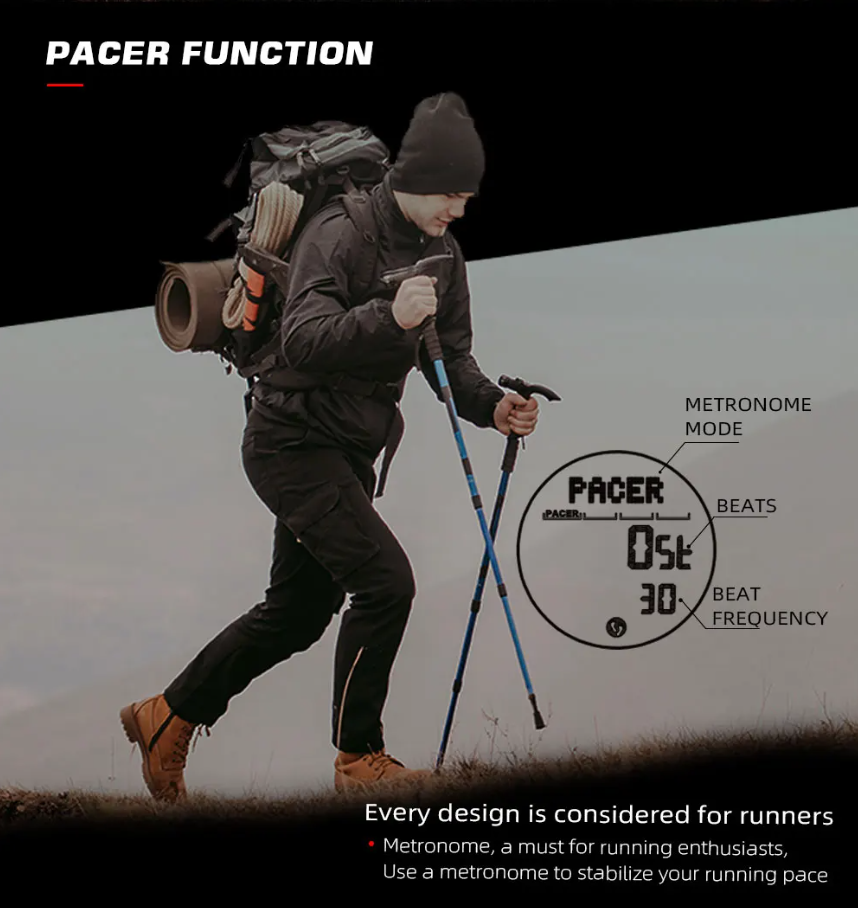 Men's Digital Sports Watch Carbon Fiber Compass Waterproof