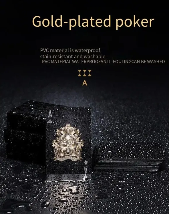 Poker Cards Waterproof PVC Black Rose Deck