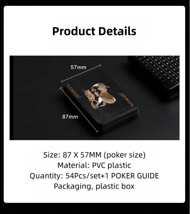 Poker Cards Waterproof PVC Black Rose Deck