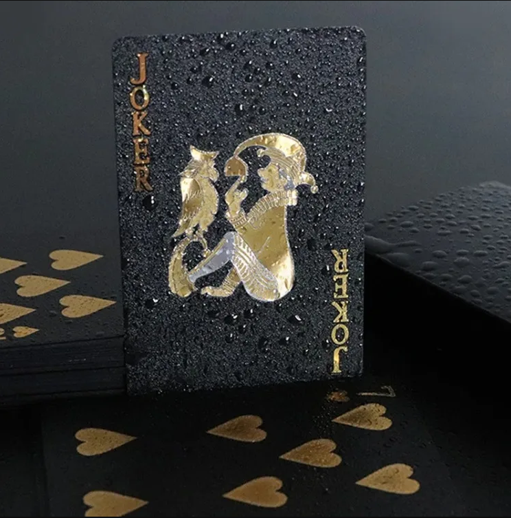 Poker Cards Waterproof PVC Black Rose Deck