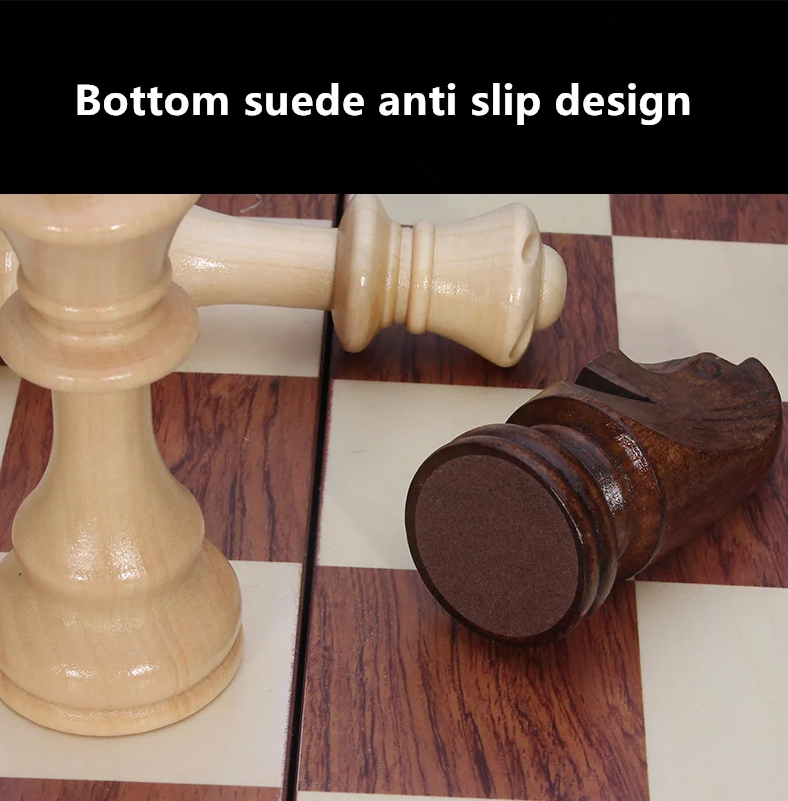 Chessboard Wooden Folding 39cm with Pieces