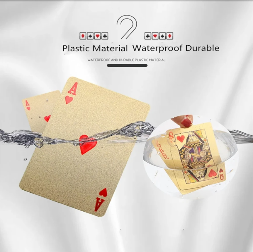 Playing Cards Gold Foil Waterproof Durable Poker Set