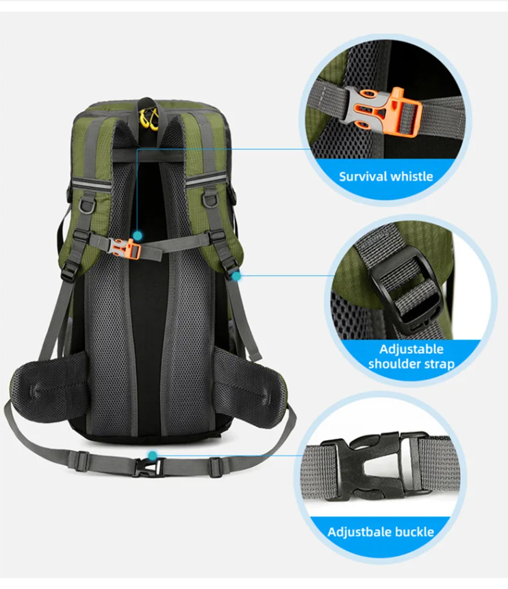 Backpack Hiking 50L Waterproof Travel Rucksack Nylon
