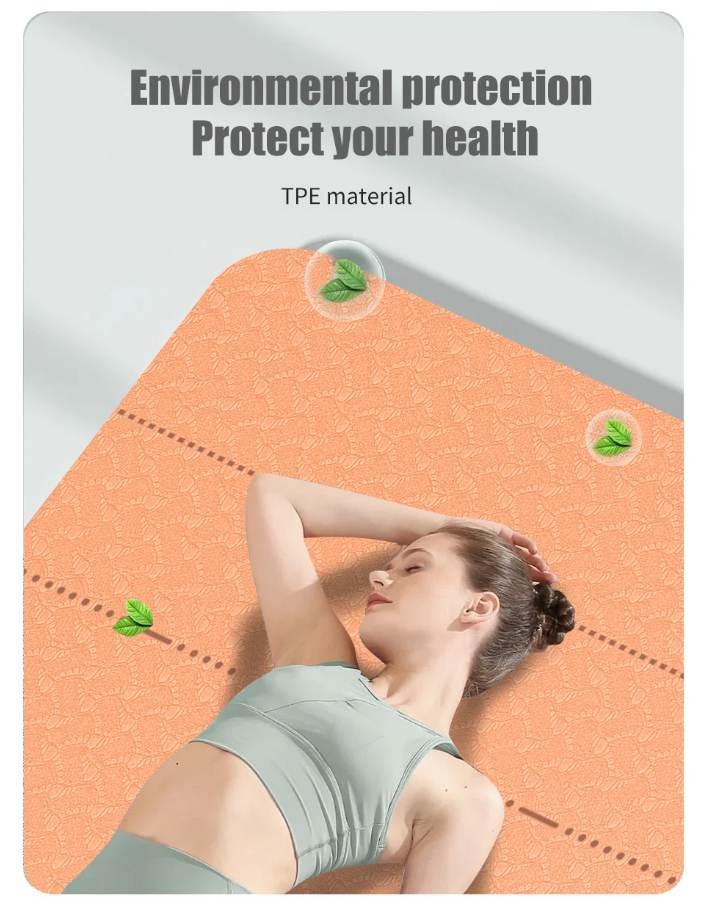 Yoga Mat Non Slip TPE with Carry Strap and Bag