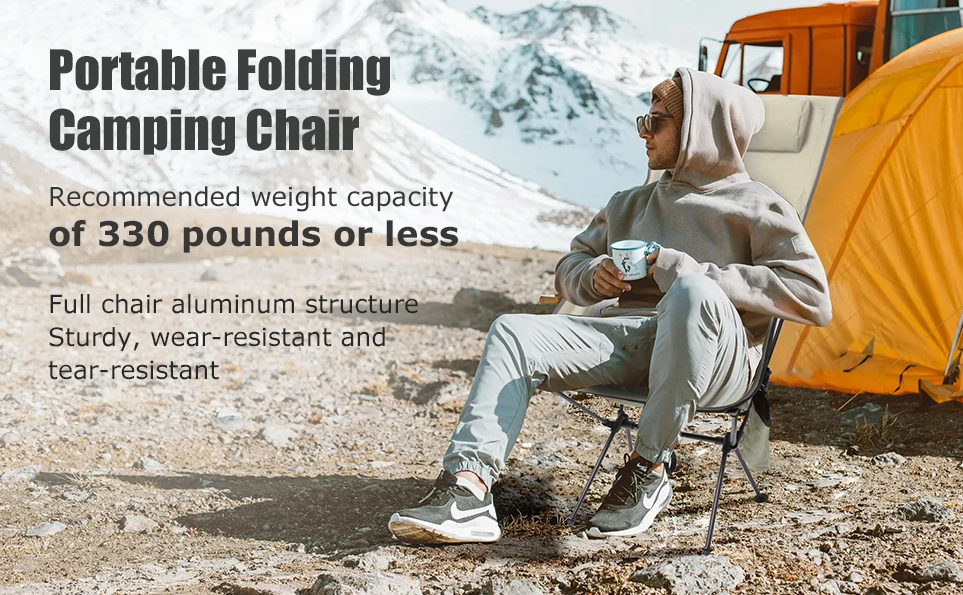 Camping Chair Folding Portable Lightweight Aluminum Headrest
