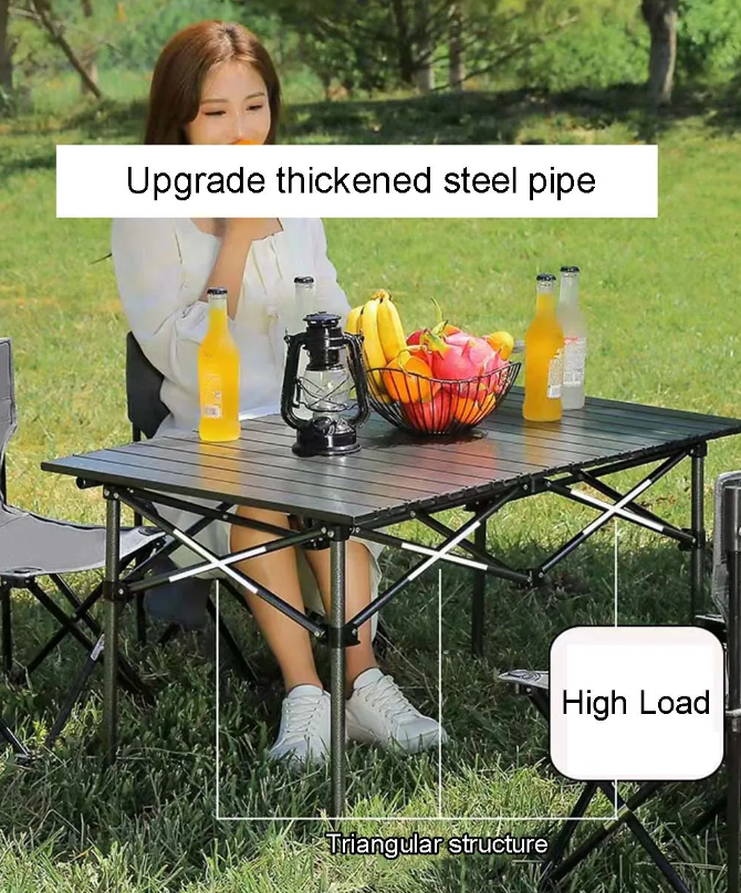 Camping Table Portable Folding Outdoor Black Metal