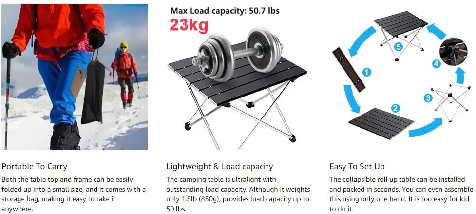 Camping Table Portable Folding Aluminum Outdoor Desk