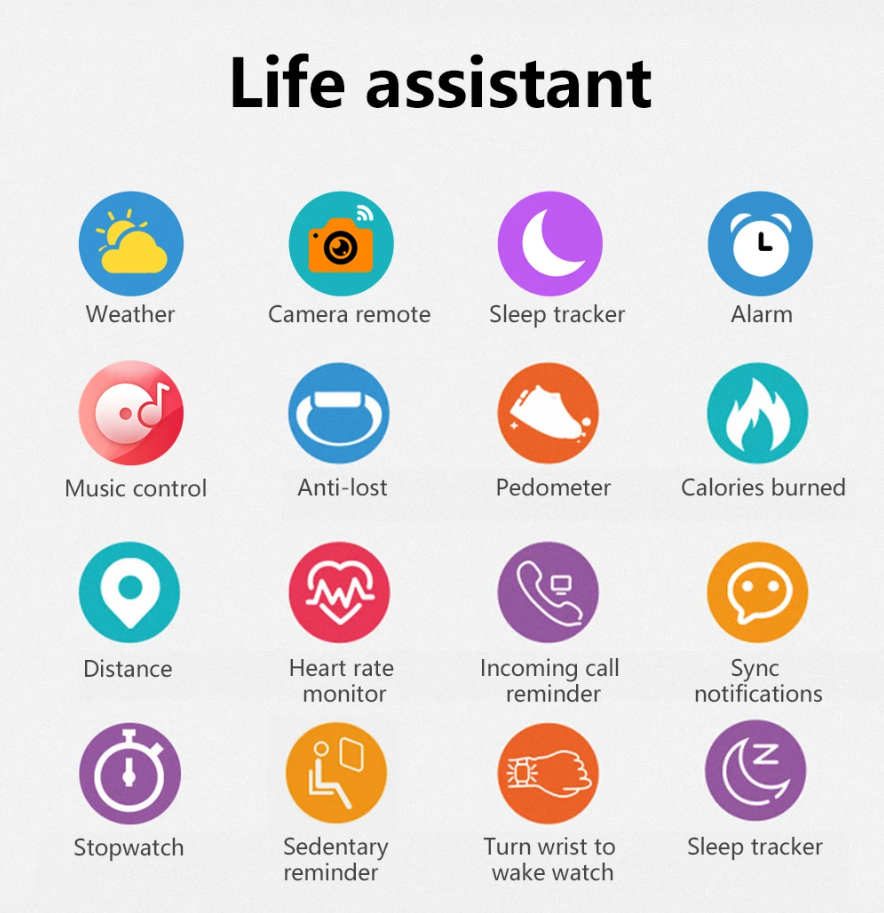 Smart Watch Fitness Tracker Heart Rate Blood Pressure Sleep