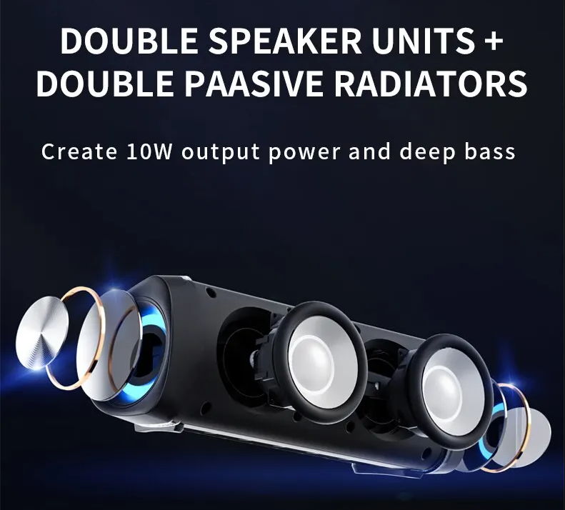 RGB LED Bluetooth Portable Speaker Wireless Stereo Extra Bass