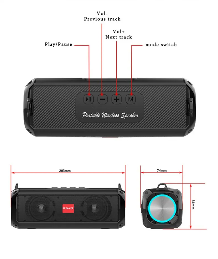 RGB LED Bluetooth Portable Speaker Wireless Stereo Extra Bass