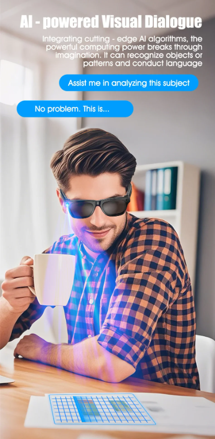 Smart Glasses 4K Camera AI Voice Bluetooth Call