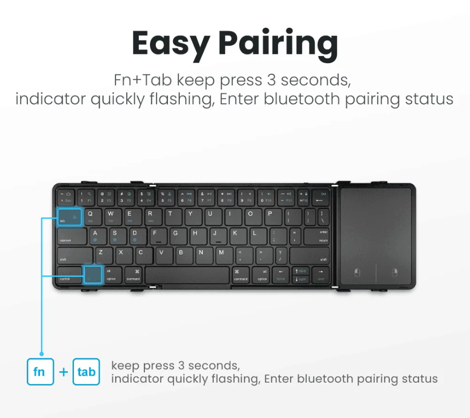 Folding Bluetooth Keyboard with Touchpad