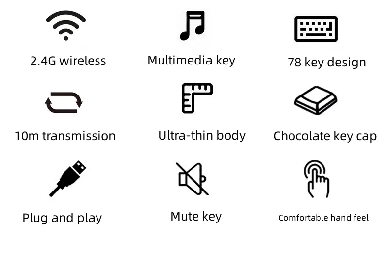 2.4G USB Wireless Compact Keyboard with Mouse