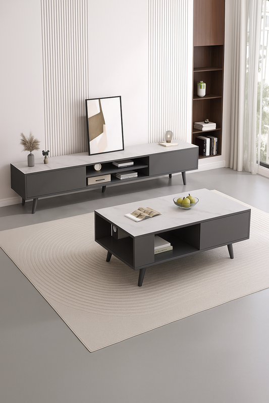 TV Cabinet Coffee Table Set Modern for Living Room