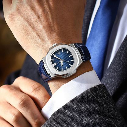 Men’s Watch Square Quartz with Waterproof Leather