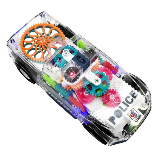 Police Car Toy Transparent Gears LED Music