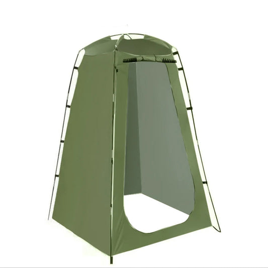 Green portable shower tent with Westtune branding on a white background