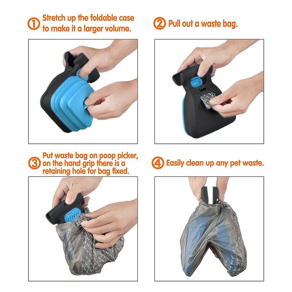Dog Pooper Scooper Foldable Travel Cleaner with Bags