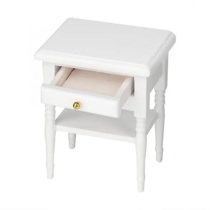 Dollhouse Bedside Table with Wooden Miniature Furniture