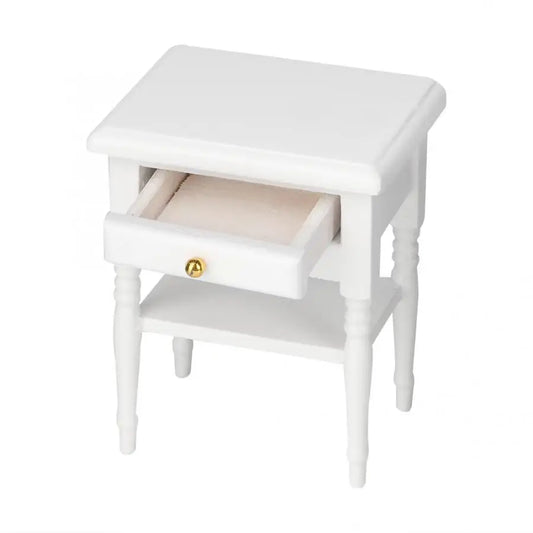 Dollhouse Bedside Table with Wooden Miniature Furniture