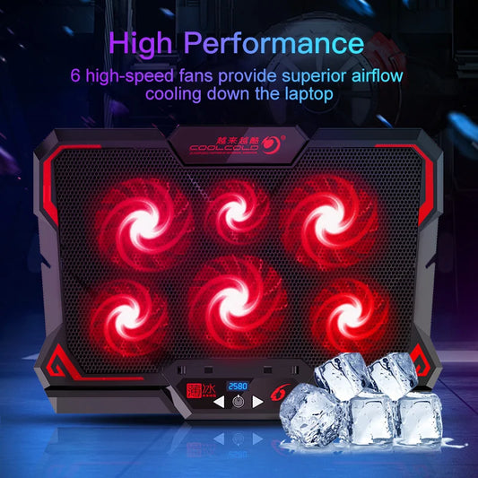 Laptop Cooling Pad 17 Inch Gaming Six Fan LED