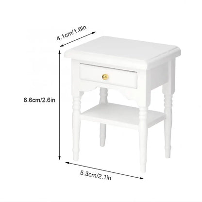 Dollhouse Bedside Table with Wooden Miniature Furniture