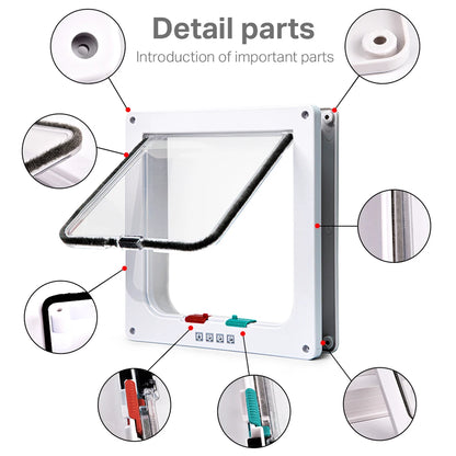 Pet Door Locking 4 Way ABS Cat Dog Flap