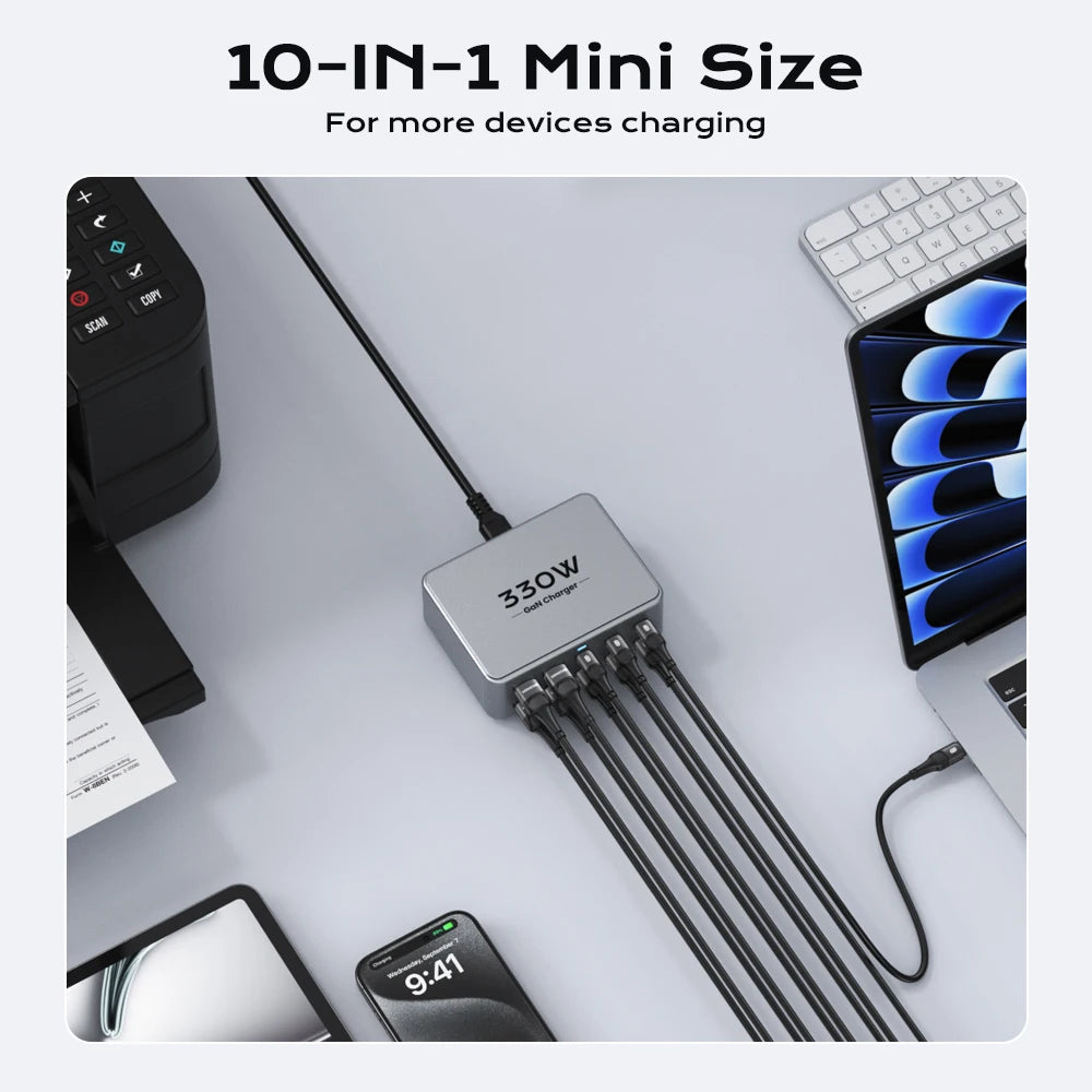 USB Charger GaN 330W Multiport Fast Charging Station