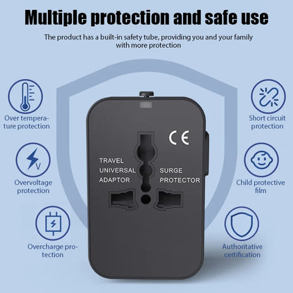 Travel Plug Adapter Universal USB Locking