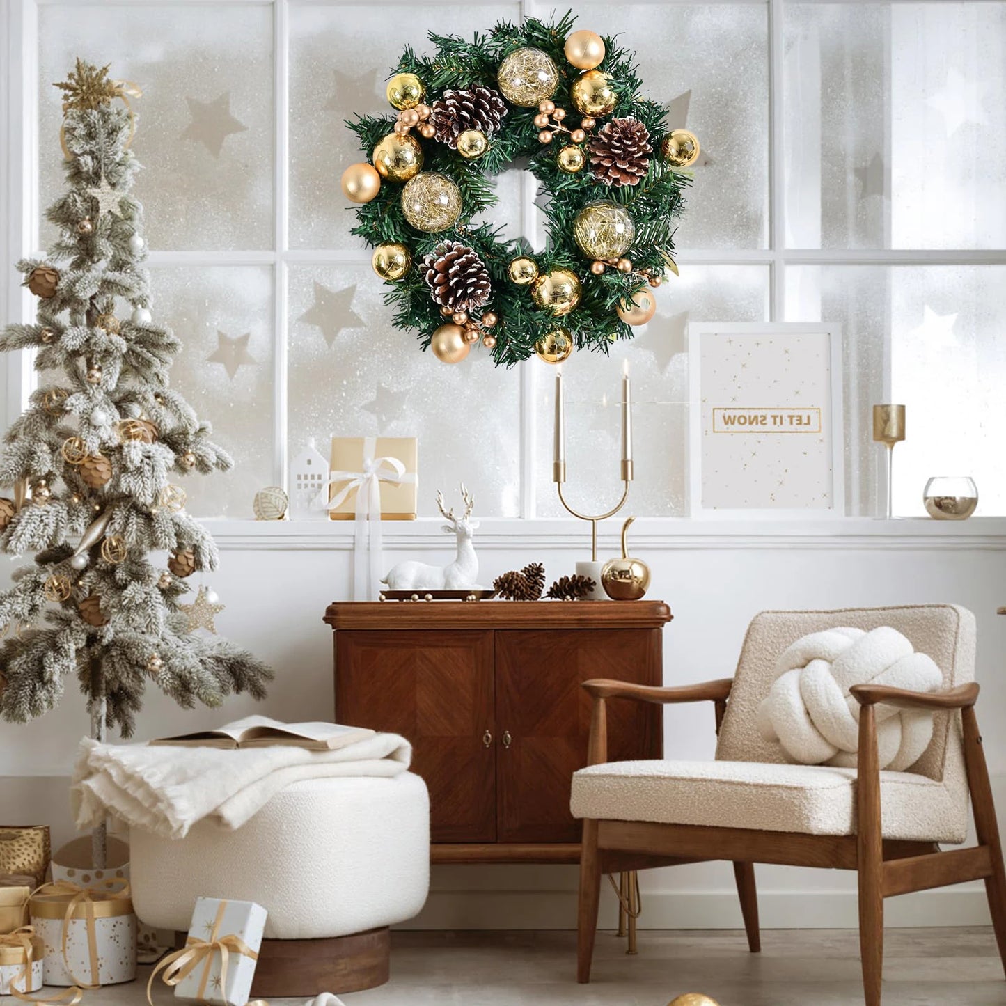 Christmas Wreath Round Silk Holiday Decoration