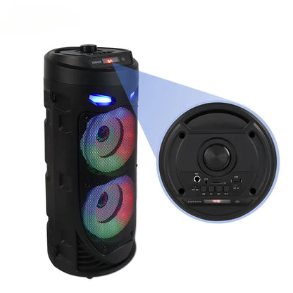 Portable Wireless Bluetooth Subwoofer Speaker Soundbar with LED lights & Karaoke