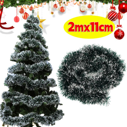 Christmas Tree Garland with Tinsel Ribbon Decoration