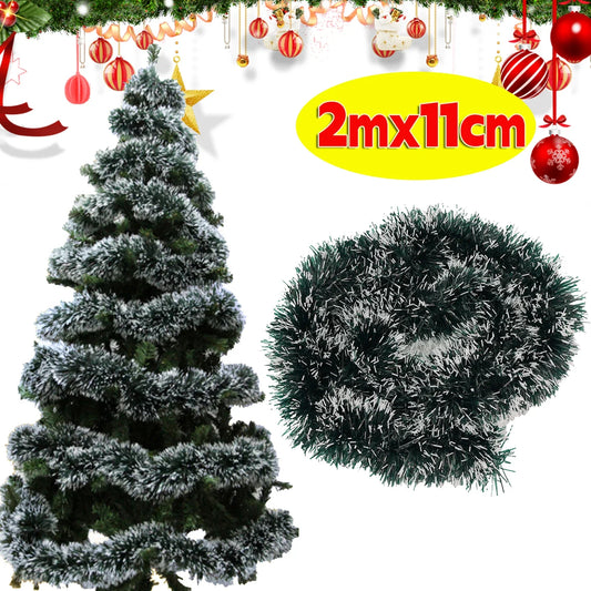 Christmas Tree Garland with Tinsel Ribbon Decoration
