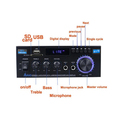 Bluetooth Stereo Audio Amplifier High Power 2.0 Channel