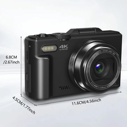 Digital Camera 64MP 4K Vlog Flip Screen WiFi Zoom