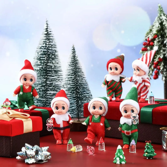 Christmas Elf Dolls with Mini Plush Set (6pcs)