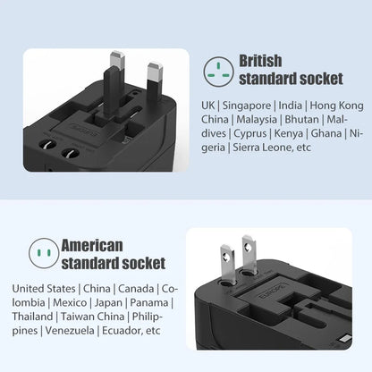 Travel Plug Adapter Universal USB Locking