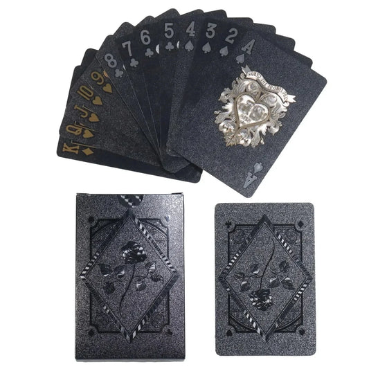 Poker Cards Waterproof PVC Black Rose Deck