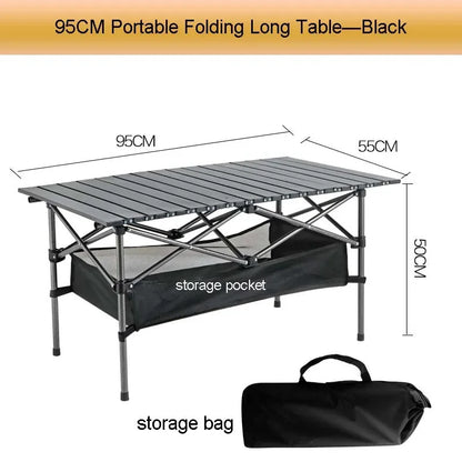 Camping Table Portable Folding Outdoor Black Metal