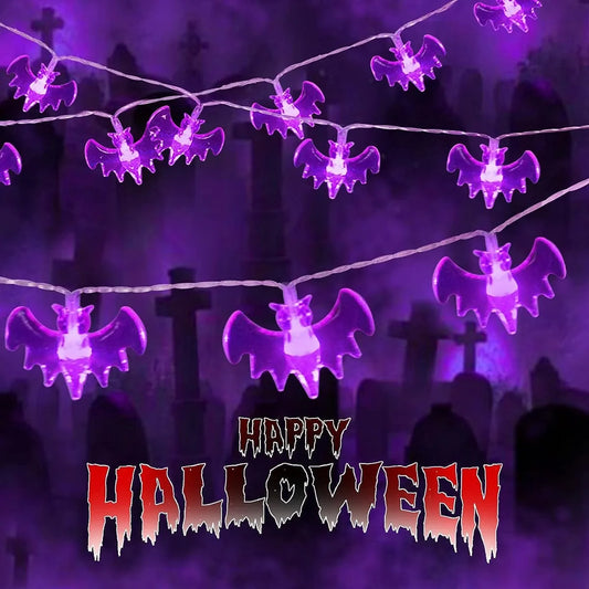 Halloween String Lights Purple Bat for Decoration