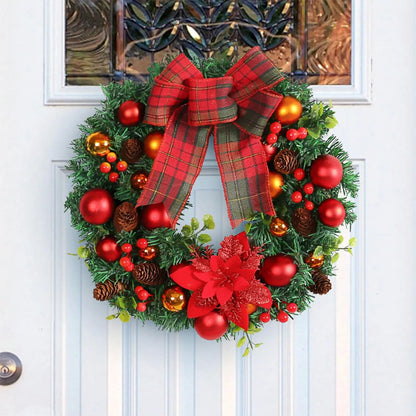 Christmas Wreath with Artificial Red Berry Bow Decoration
