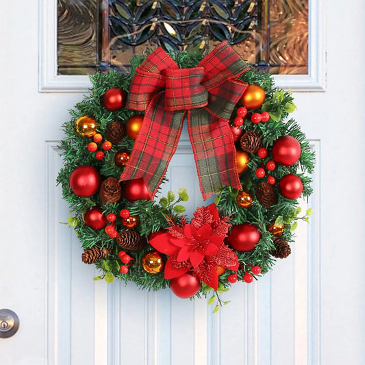 Christmas Wreath with Artificial Red Berry Bow Decoration