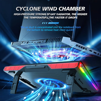 Laptop Cooling Pad Adjustable RGB Quiet USB Fans