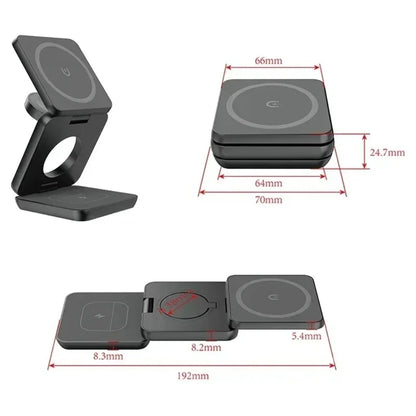 Magnetic Foldable 3 in 1 Wireless Charger Stand for iPhone and Apple Watch